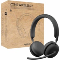 Logitech Zone Wireless 2 Headset - Wireless - Bluetooth - 164 ft - 20 Hz to 20 kHz - Over-the-head - Omni-directional, MEMS Technology Microphone - Graphite