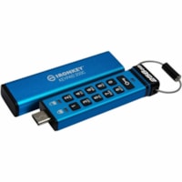 IronKey Keypad 200 256GB USB 3.2 (Gen 1) Type C Flash Drive - 256 GB - USB 3.2 (Gen 1) Type C - 280 MB/s Read Speed - 200 MB/s Write Speed - Blue - 256-bit AES, XTS-AES - 3 Year Warranty - 1 Each