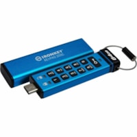 IronKey Keypad 200 64GB USB 3.2 (Gen 1) Type C Flash Drive - 64 GB - USB 3.2 (Gen 1) Type C - 280 MB/s Read Speed - 200 MB/s Write Speed - Blue - XTS-AES - 1 Each