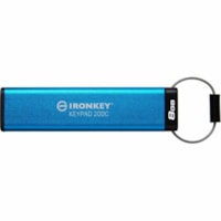 IronKey Keypad 200 8GB USB 3.2 (Gen 1) Type C Flash Drive - 8 GB - USB 3.2 (Gen 1) Type C - 145 MB/s Read Speed - 115 MB/s Write Speed - Blue - XTS-AES