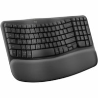 Logitech Wave Keys Wireless Ergonomic Keyboard - Wireless Connectivity - Bluetooth - 32.80 ft (9997.44 mm) - USB Interface - ChromeOS, Windows 10, Windows 11, Mac OS X 11.0 Big Sur, Linux, iPadOS 14, iOS 14, Android 9.0 - Notebook, Tablet, Smartphone - PC, Mac - AAA Battery Size Supported - Graphite