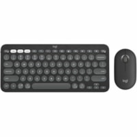 Logitech Pebble 2 Combo Keyboard & Mouse - USB Type A Wireless Bluetooth Keyboard - Tonal Graphite - USB Type A Wireless Bluetooth Mouse - Optical - 4000 dpi - Scroll Wheel - Tonal Graphite - AA, AAA - Compatible with Chromebook for PC, Mac - 1 Each