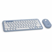 Logitech Pebble 2 Combo for Mac Wireless Keyboard and Mouse - USB Type A Wireless Bluetooth Keyboard - Tonal Blue - USB Type A Wireless Bluetooth Mouse - Optical - 4000 dpi - Scroll Wheel - Tonal Blue - AA, AAA - Compatible with Macbook, iPad, iPhone for PC, Mac