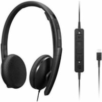 Casque Filaire Sur tête Stéréo - Noir Lenovo - Certification Microsoft Teams - Stéréo - USB Type C - Filaire - 2,2 Kilo Ohm - 20 Hz à 20 kHz - Sur tête - Binaural - Oreillette - 5,9 pi (1,79 m) Câble - Élimination du bruit Microphone - Noir