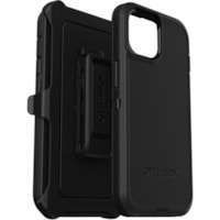 OtterBox Defender Carrying Case (Holster) Apple iPhone 15, iPhone 14, iPhone 13 Smartphone - Black - Drop Resistant, Scrape Resistant, Dirt Resistant, Bump Resistant, Impact Absorbing, Dust Resistant - Polycarbonate, Synthetic Rubber Body - Holster - 6.33" (160.78 mm) Height x 3.52" (89.41 mm) Width