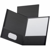 Oxford Letter Recycled Pocket Folder - 8 1/2" x 11" - 100 Sheet Capacity - 2 Inside Front & Back Pocket(s) - Paper, Linen - Black - 40% Recycled - 25 / Box