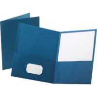 Esselte Letter Recycled Pocket Folder - 8 1/2" x 11" - 100 Sheet Capacity - 2 Internal Pocket(s) - Leatherette - Blue - 10% Recycled - 25 / Box