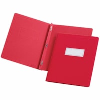 Oxford Letter Recycled Report Cover with Fastener - 8 1/2" x 11" - 100 Sheet Capacity - 3 x Prong Fastener(s) - 1/2" Fastener Capacity - Paper, Leatherette - Red - 10% Recycled - 25 / Box