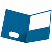 Oxford Letter Pocket Folder - 8 1/2" x 11" - 100 Sheet Capacity - 2 Inside Front & Back Pocket(s) - Top Tab Position - Leather, Paper - Light Blue - 25 / Box