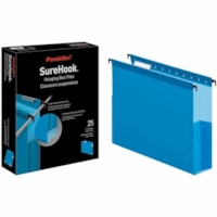 Pendaflex SureHook 1/5 Tab Cut Letter Recycled Hanging Folder - 8 1/2" (215.90 mm) x 11" (279.40 mm) - 600 Sheet Capacity - 3" (76.20 mm) Expansion - Top Tab Location - Assorted Tab Position - Cardboard - Blue - 10% Recycled - 25 / Box