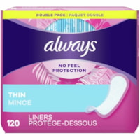 Always Thin Daily Liners, Wrapped - Regular - 6 Pack - Absorbent, Comfortable, Individually Wrapped, Unscented