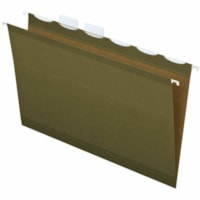 Pendaflex Ready-Tab 1/6 Tab Cut Legal Recycled Hanging Folder - 8 1/2" x 14" - Assorted Tab Position - Standard Green - 10% Recycled - 25 / Box