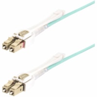 StarTech.com 10m (32.8ft) LC (UPC) OM4 Multimode Fiber Optic Cable, Push Pull Tabs, 50/125, 100G, Low Insertion Loss, Fiber Jumper Cord - 10m (32.8ft) OM4 LOMMF LC/LC-UPC Fiber Cable w/Push Pull Tabs; 10/40/100Gbps Full Duplex; 50/125µm Bend-Insenitive Fiber; BW: 4700MHz.km at 850nm; Bend Radi