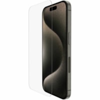 Protecteur d'écran pour iPhone 15 Pro ScreenForce 9H En verre trempé - Transparent Belkin - Pour OLED iPhone 15 Pro - Résistant aux rayures, Résistant aux empreintes, Résistant à l'huile - 9H - En verre trempé - pour iPhone 15 Pro