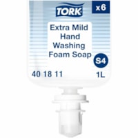 Savon mousse TORK - 1,06 quart (1000 mL) - Mains, Habillage - Hydratant - clair - Sans parfum, Sans colorant, Sans colorant, Hygiénique, Sans parabène, Sans phtalate, Rechargeable - 6 / Carton