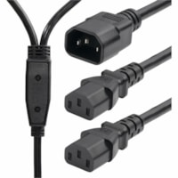 StarTech.com 6ft (1.8m) Power Cord Splitter, IEC 60320 C14 to 2x C13 AC Power Cable, 10A 250V, 18AWG, UL Listed - 6ft universal power cord Y splitter with IEC 60320 C14 to 2x C13 connectors; Rated to carry 250V at 10A; UL listed; 100% Copper Wire; Fire Rating: VW-1; 18AWG; Jacket Rating: SJT; Temp R