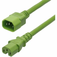 StarTech.com 6ft (1.8m) Heavy Duty PDU Power Cord, IEC 60320 C14 to C15, 15A 250V, 14AWG, Green Power Cable, UL Listed - 6ft universal power cord with IEC 60320 C14 to C15 connectors; 250V at 15A; UL Listed; Color: Green; 100% Copper Wire; Fire Rating: VW-1; 14AWG; Jacket Rating: SJT; Temp Range -4 