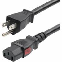 StarTech.com 12ft (3.6m) Heavy Duty Power Cord, NEMA 5-15P to Locking C13 AC Power Cable, 15A 125V, 14AWG, UL Listed - 12ft universal power cord w/NEMA 5-15P and Locking IEC 60320 C13 connectors; 125V at 15A; UL Listed; Wire: 100% Copper; 14AWG; Fire Rating: VW-1; Jacket Rating: SJT; Temp Range: -4 