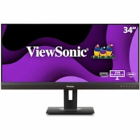 Moniteur LED VG3456A 34 po Classe UW-QHD Écran incurvé - 21:9 - Noir ViewSonic - 34,1 po Visible - Technologie IPS - LED Rétroéclairage - 3440 x 1440 - 16,7 Millions de Couleurs - 300 cd/m² - 5 ms - 100 Hz Fréquence de rafraîchissement - Hauts-Parleurs - HDMI - Displ