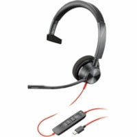 Casque Blackwire 3310 Filaire Supra-auriculaire Mono Canal - Noir Poly - Certification Microsoft Teams - Mono Canal - USB Type C, Mini-phone (3.5mm) - Filaire - 32 Ohm - Supra-auriculaire - Monaural - Oreillette - 7,1 pi Câble - Omnidirectionnelle Microphone - Noir