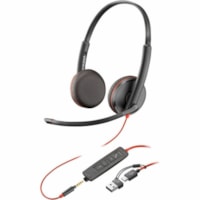 Casque Blackwire 3225 Filaire Supra-auriculaire Stéréo - Noir Poly - Stéréo - USB Type C, Mini-phone (3.5mm) - Filaire - 32 Ohm - Supra-auriculaire - Binaural - Oreillette - 7,4 pi (2,26 m) Câble - Omnidirectionnelle, Élimination du bruit Microphone - Noir