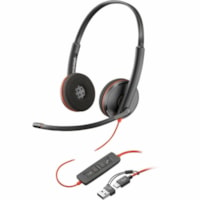 Casque Blackwire 3220 Filaire Supra-auriculaire Stéréo - Noir Poly - Stéréo - USB Type C, Mini-phone (3.5mm) - Filaire - 32 Ohm - Supra-auriculaire - Binaural - Oreillette - 5,2 pi (1,58 m) Câble - Omnidirectionnelle Microphone - Antibruit - Noir