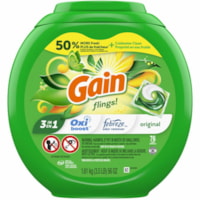 Gain Flings Detergent Pacs - Liquid - Gain, Original Scent Width - 76 / Pack - Green