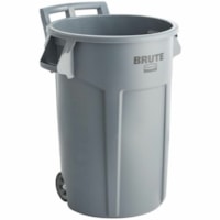 Rubbermaid Commercial Vented Wheeled BRUTE Container, 44 Gal Gray - 166.56 L Capacity - For Commercial - Vented, Wheels, Ergonomic Handle, Durable - Resin, Plastic - Gray - 1 Unit