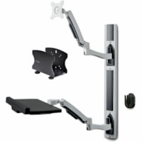 StarTech.com Wall Mount Workstation, VESA Mount 22lb/10kg, Fully Articulating Monitor Mount & Keyboard Tray, Standing Desk w/PC Bracket - Wall mount workstation w/ articulating arms - VESA mount tilts/swivels/rotates; Up to 32"/22lb monitor - Stow away standing desk w/ monitor/keyboard arms - Featur