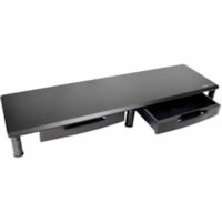 Tripp Lite by Eaton Extra-Wide Dual-Monitor Riser with Storage Drawers, 39 x 11 in., Black, TAA - 39.68 lb (18000 g) Load Capacity - Desktop, Countertop, Tabletop - Plastic - Black 