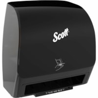 Distributeur de serviettes en papier Slimroll Scott - Dispenser Noir - hauteur de 7,25 po (184,15 mm) x largeur de 11,80 po (299,72 mm) x profondeur de 12,35 po (313,69 mm) - Plastique - Automatique, Compacte, Hygiénique, Fixation Murale, Sans contact, Résistant aux salissures, R&eacut