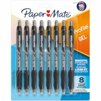 Paper Mate Profile Retractable Gel Pens, Medium Point (0.7mm) - 0.7 mm (0.03") Medium Pen Point - Retractable - Black Ink - Gel-based - Black Barrel - 8 / Pack