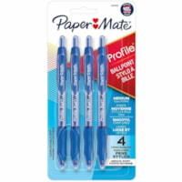 Paper Mate Profile Ballpoint Pen - 1 mm (0.04") Medium Pen Point - Retractable - Blue Ink - Blue Barrel - 4 / Pack