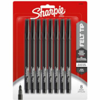 Sharpie Pen - 0.4 mm (0.02") Fine Pen Point - Black Ink - Black Barrel - Felt Tip - 8 / Pack