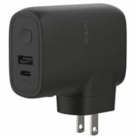 Belkin Hybrid Wall Charger and Power Bank - 5K mAh - 1xUSB-A, 1xUSB-C (25W) - Portable Charger - Black - 1 Pack - 25 W - 120 V AC, 230 V AC Input - 9 V DC/3 A, 5 V DC, 3.3 V DC Output