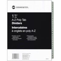 Grand & Toy Poly Tab Dividers, White with Black, Alphabetical (A-Z), 25-Tabs/ST, 1-ST/PK - 25 Tab(s)/Set - Letter - 8.50" (215.90 mm) Width x 11" (279.40 mm) Length - 3 Hole Punched - White Polypropylene Divider - Pre-printed, Durable, Long Lasting, Non-stick - 1 / Pack