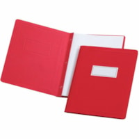 Grand & Toy 1/2 Tab Cut Letter Recycled Report Cover with Fastener - 8 1/2" x 11" - 3 Fastener(s) - Leatherette - Red - 10% Recycled - 5 / Unit