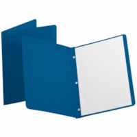 Grand & Toy 1/2 Tab Cut Letter Recycled Report Cover with Fastener - 8 1/2" (215.90 mm) x 11" (279.40 mm) - 3 Fastener(s) - Leatherette - Navy - 10% Recycled - 5.0 / Unit