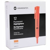 Grand & Toy Fluorescent Highlighters, Fluorescent Orange, Chisel Tip, 12/BX - Chisel Marker Point - Fluorescent Orange Ink - Fluorescent Orange Barrel - 12 / Box