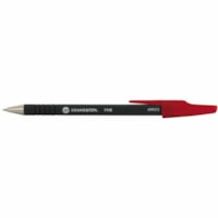 Grand & Toy Rubber Grip Ballpoint Stick Pens, Red, Fine, 12/Box - Fine Round Pen Point - Red Ink - Black Barrel - 12 / Box