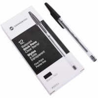 Grand & Toy Premium Ballpoint Pens, Black, Fine, 12/Box - Fine Round Pen Point - Black Ink - Black Barrel - 12 / Box