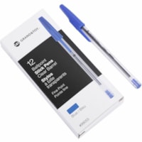 Grand & Toy Premium Ballpoint Pens, Blue, Fine, 12/Box - Fine Round Pen Point - Blue Ink - Blue Barrel - 12 / Box