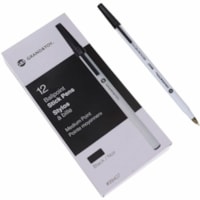 Grand & Toy Premium Ballpoint Stick Pens, Black, Medium, 12 Each/BX - Medium Round Pen Point - Black Ink - White Barrel - 12 / Box