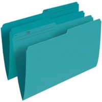 Grand & Toy 1/2 Tab Cut Legal Recycled Storage Folder - 8 1/2" (215.90 mm) x 14" (355.60 mm) - Teal - 10% Recycled - 100 / Unit