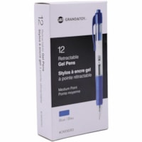 Grand & Toy Retractable Gel Pens, Blue, Medium, 0.7 mm, Box of 12 - 0.7 mm (0.03") Medium Pen Point - Retractable - Blue Ink - Gel-based - Clear Barrel - 12 / Box