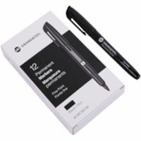 Grand & Toy Permanent Markers, Black, Fine Tip, 12/BX - Fine Marker Point - Black Ink - Black Barrel - 12 / Box