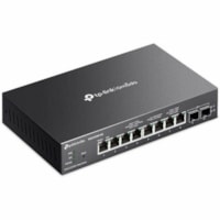 TP-Link Omada 8-Port 2.5GBASE-T and 2-Port 10GE SFP+ Smart Switch with 8-Port PoE+ - Gigabit Ethernet, 100 Gigabit Ethernet, 2.5 Gigabit Ethernet - 100Base-T, 1000Base-T, 2500Base-T, 10GBase-X - 180.10 W Power Consumption - 160 W PoE Budget - Twisted Pair, Optical Fiber - PoE Ports - Desktop, Wall M