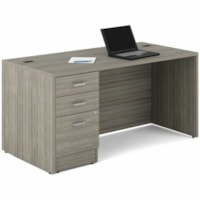 Offices To Go Newland Single Pedestal Desk - 60"w X 30"d - x 60" (1524 mm) x 29.7" (754.38 mm) x 29.6" (751.84 mm) - Finish: Noce Grigio - For Office, Training, Meeting