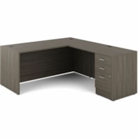 Offices To Go Newland "L" Shaped Desk - 66"W X 78"D - x 66" (1676.40 mm) x 78" (1981.20 mm) x 1" (25.40 mm), 0.1" (2 mm) x 29.6" (751.84 mm) Top, Edge - Band Edge - Finish: Absolute Acajou - For Office, Training, Meeting