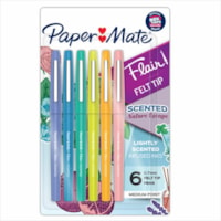 Paper Mate Flair Scented Markers - 0.7 mm (0.03") Pen Point - Medium Marker Point - 6 / Pack